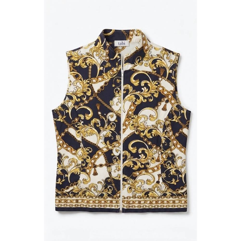 NEW TABI women's adela vest in navy/ gold